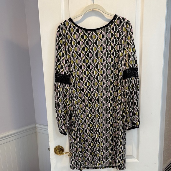 NWT Laundry by Design Geometric Pattern Dress - Black, White, Yellow - Picture 1 of 8